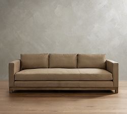 Jake Leather Seadrift Wood Base Sofa (63&quot;&ndash;120&quot;)