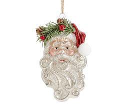 Mercury Glass Santa with Wreath Ornament