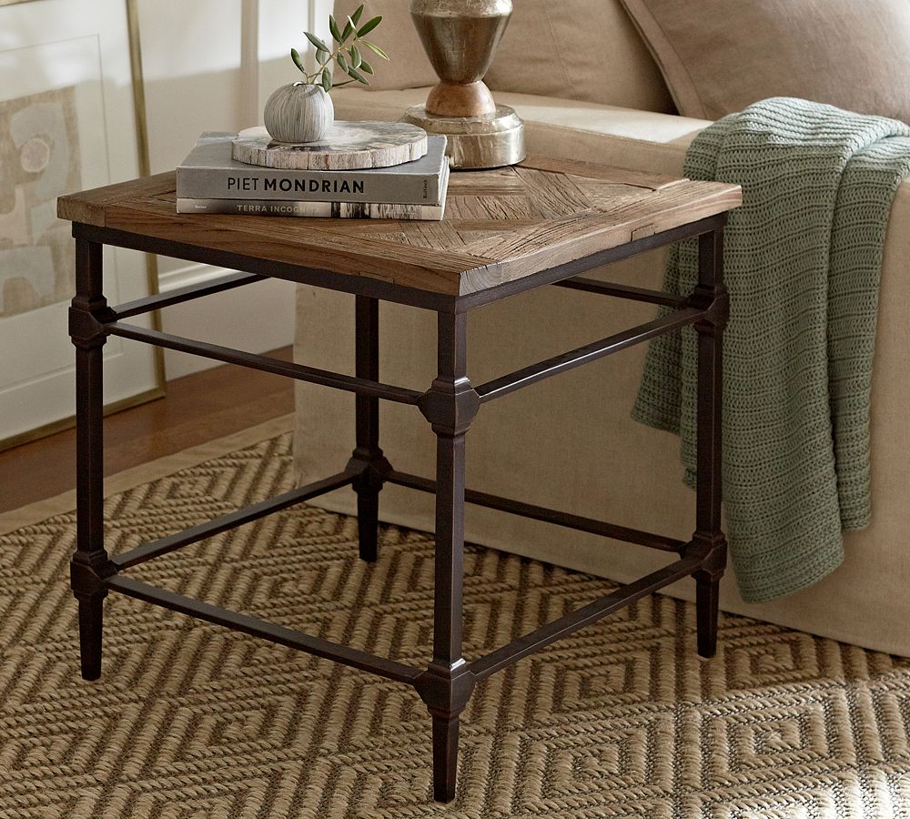Parquet Square Reclaimed Wood End Table (23.5&quot;)