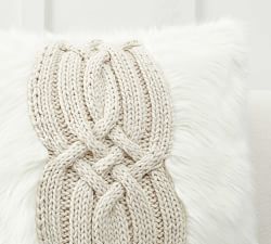 Faux Fur Cable Knit Pillow Cover
