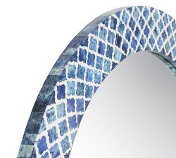Phoenix Blue Bone Round Wall Mirror