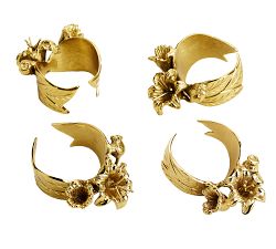 Monique Lhuillier Lara Floral Napkin Ring, Set of 4