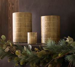 Linen Textured Glass Hurricane Candle Holder