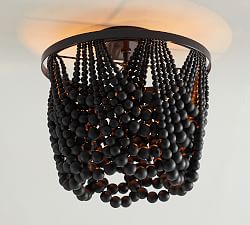 Amelia Wood Bead Flush Mount (19&quot;)