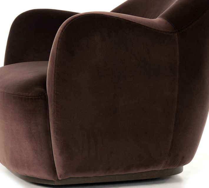 Lower portion of brown velvet chair and base