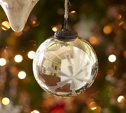 Etched Mercury Glass Ball Ornament