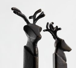 Sculpted Reindeer Fireplace Tool Set