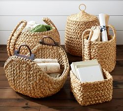 Beachcomber Handwoven Seagrass Wood-Handled Basket