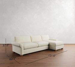 PB Comfort Modern Roll Arm Chaise Sectional (105&quot;-131&quot;)