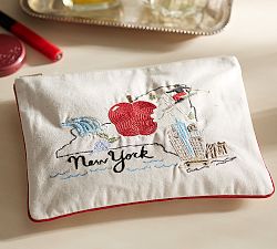 New York Embroidered Pouch