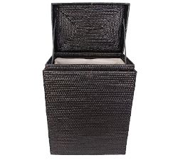 Tava Handwoven Rattan Rectangular Hinged Hamper