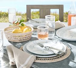 Chambray Tile Outdoor Melamine Dinner Plates - Set of 4