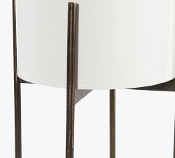 Isa Modern Planters With Stand - White/Brass