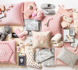 Flying Pig Embroidered Pillow