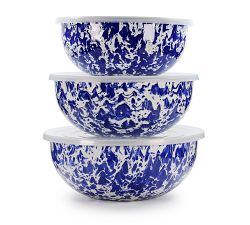 Open Box:Golden Rabbit Enamel Lidded Mixing Bowls - Set of 3