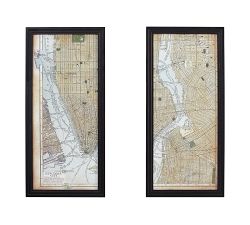 Framed New York City Map Dyptich