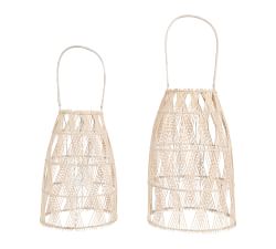 Poppy Woven Bamboo Lanterns With Handles, Set of 2