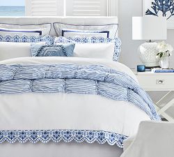 Zoe Scallop Embroidered Percale Duvet Cover &amp; Shams