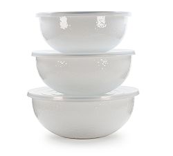 Open Box:Golden Rabbit Enamel Lidded Mixing Bowls - Set of 3