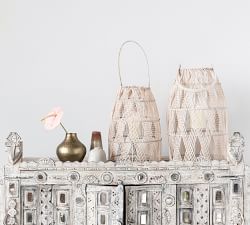 Poppy Woven Bamboo Lanterns With Handles, Set of 2