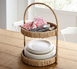 Open Box: Malibu Handwoven Seagrass Tiered Stand