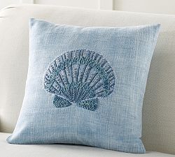 Shell Embroidered Pillow Cover