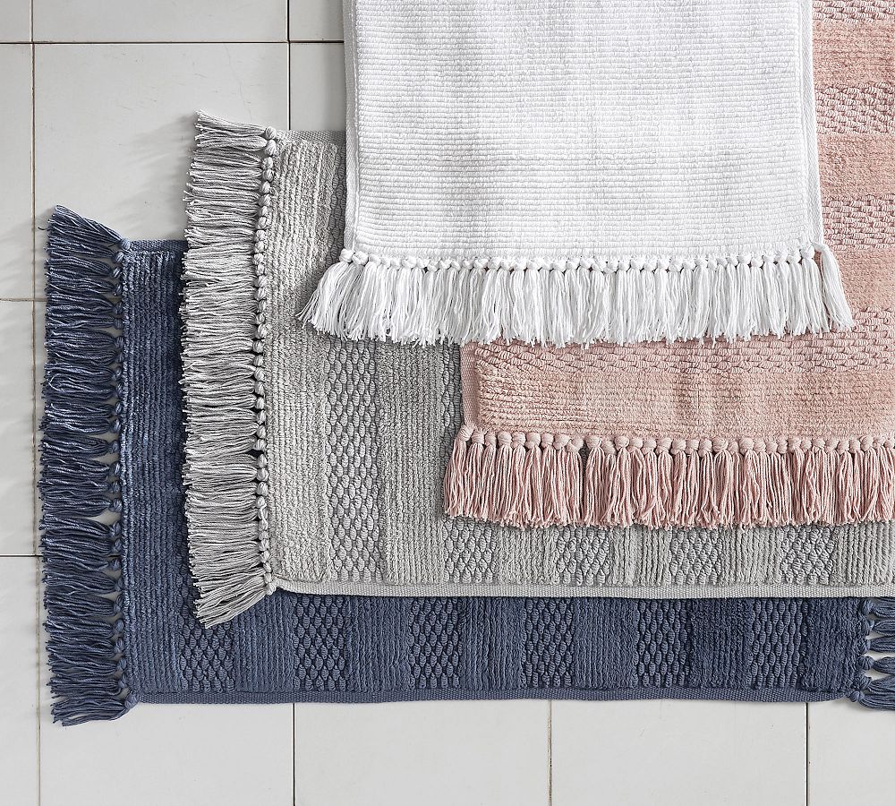 Striped Tassel Bath Mat