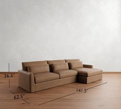 Westwood Fin Arm Deep Seat Leather Chaise Sectional