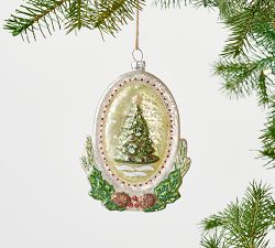 Mercury Glass Figurine Medallion Ornaments