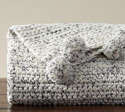 Pom Pom Crochet Knit Throw