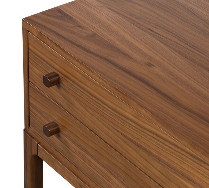Close-up of top edge and drawer gap showing wood grain and craftsmanship.