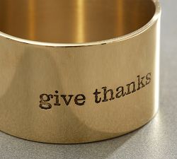 Give Thanks Gold Napkin Ring, Set of 4