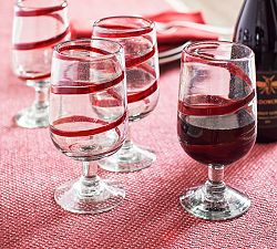 Red Ribbon Handcrafted Goblets - Set of 6