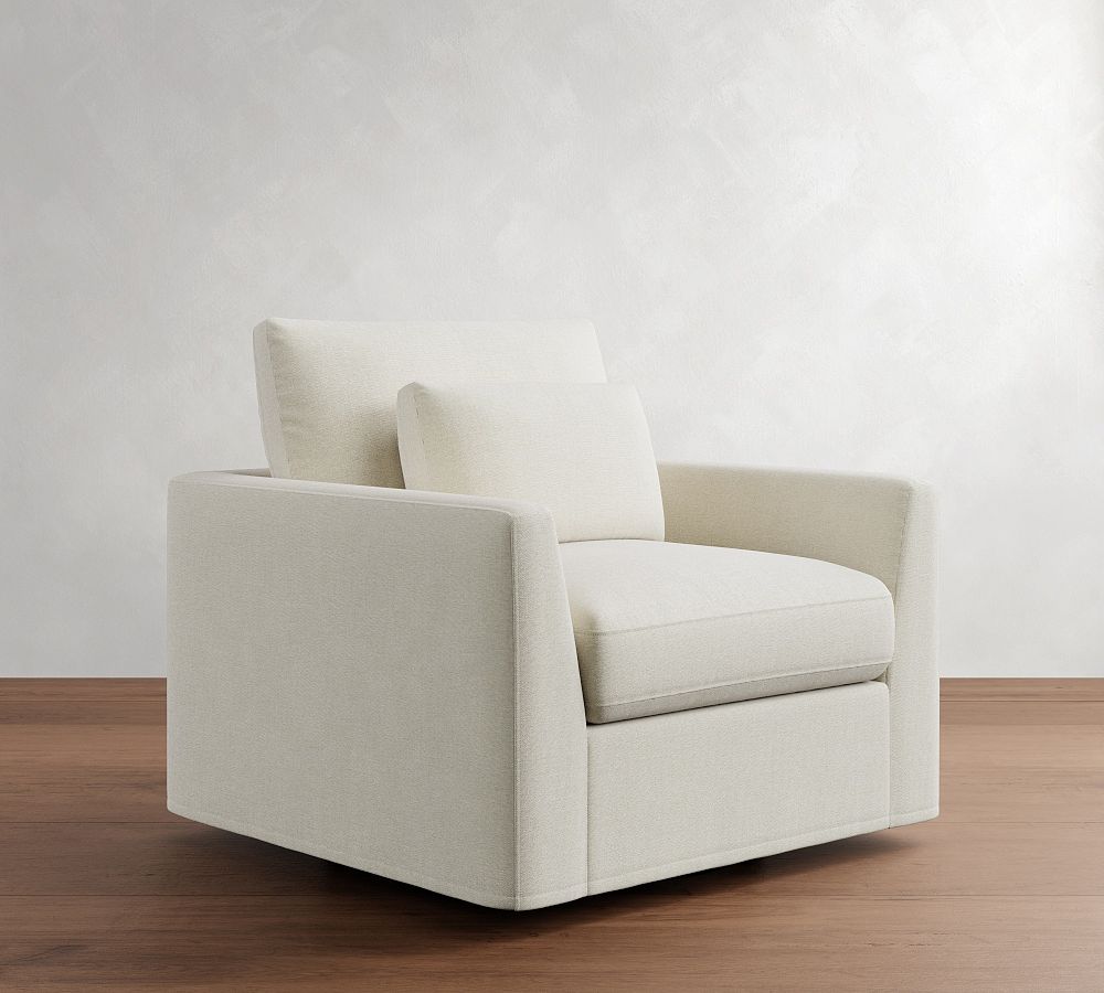 Westwood Fin Arm Deep Seat Slipcovered Swivel Chair