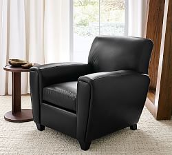 Open Box: Manhattan Square Arm Leather Armchair with Nailheads, Polyester Wrapped Cushions, Burnished Saddle