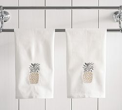 Pineapple Embroidered Hand Towel - Set of 2