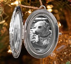 Silver-Plated Personalized Oval Locket Ornament