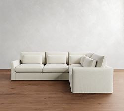 Westwood Fin Arm Deep Seat Slipcovered 3-Piece Sectional (122&quot;)