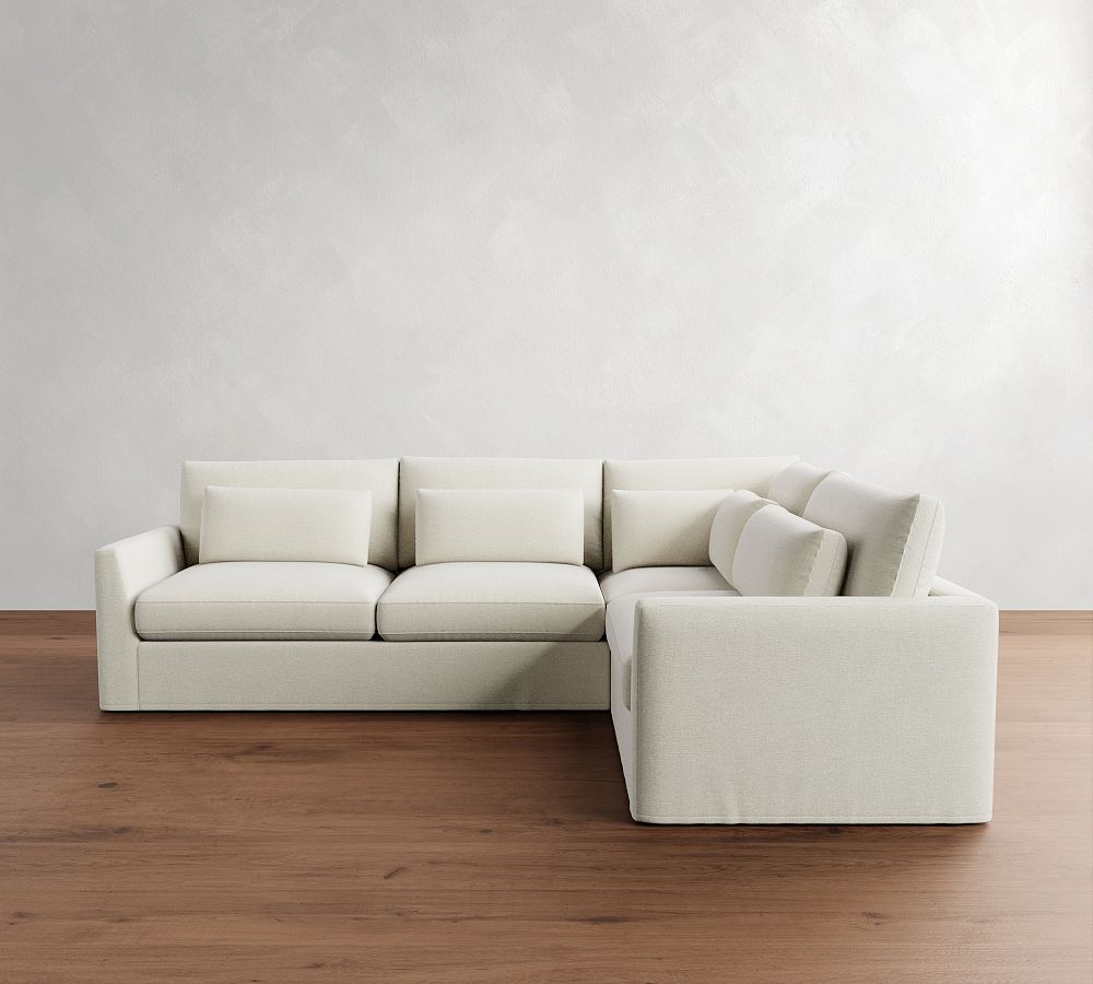 Westwood Fin Arm Deep Seat Slipcovered 3-Piece Sectional (122&quot;)