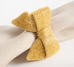 Beaded Bow Napkin Rings - Set of 4