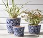 Ikat Tile Hand Painted Terracotta Outdoor Planters
