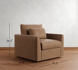 Westwood Fin Arm Deep Seat Leather Swivel Chair