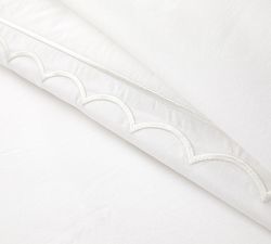 Scallop Border Embroidered Organic Percale Duvet Cover