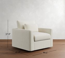 Westwood Fin Arm Deep Seat Slipcovered Swivel Chair