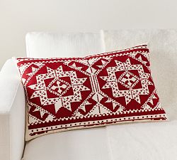 Nordic Star Embroidered Lumbar Pillow Cover