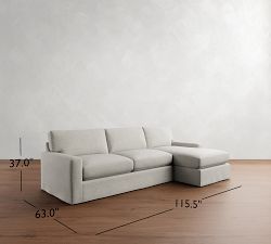 PB Comfort Modern Square Arm Slipcovered Chaise Sectional (100&quot;-126&quot;)
