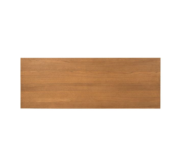 Rectangular wooden desk panel showing wood grain across length.