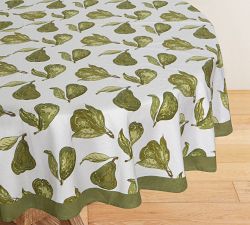 Pear Blockprint Cotton Round Tablecloth