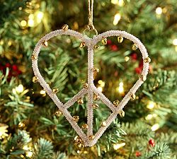 Heart Peace Sign Jingle Bell Ornament