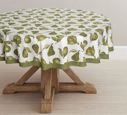 Pear Blockprint Cotton Round Tablecloth